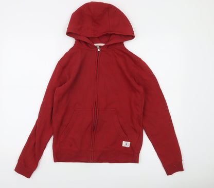 DC Boys Red Full Zip Hoodie Size 18 Cotton Blend Casual Sweatshirt