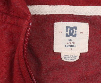 DC Boys Red Full Zip Hoodie Size 18 Cotton Blend Casual Sweatshirt
