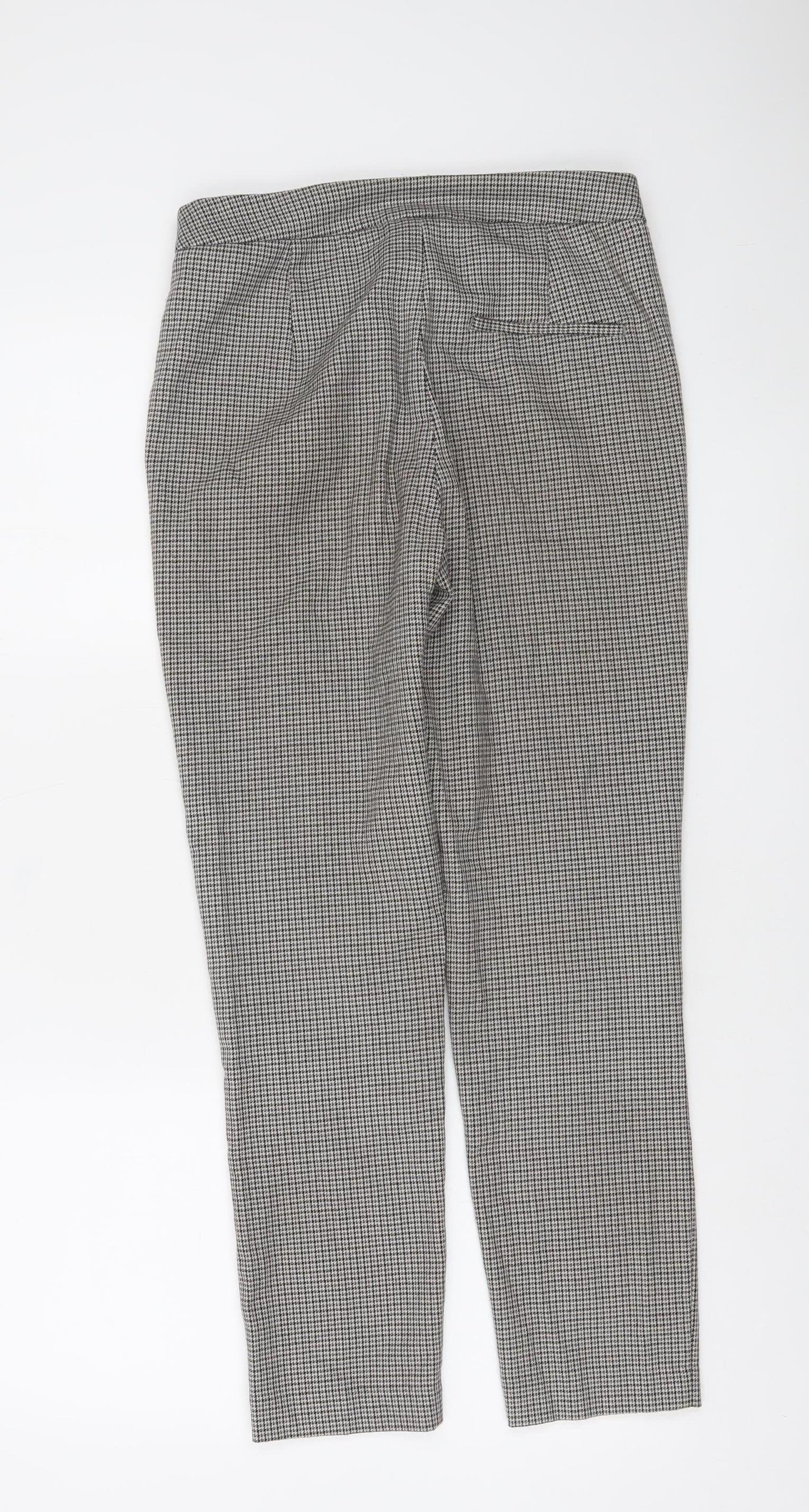 Zara Basic Women Grey Check Slim Fit Chino Trousers Size S