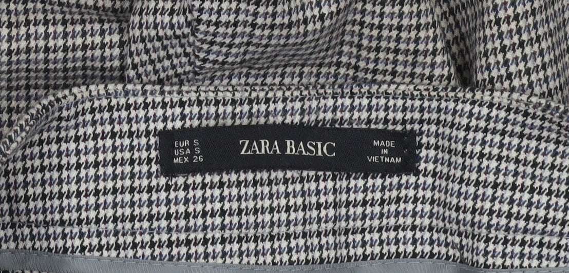 Zara Basic Women Grey Check Slim Fit Chino Trousers Size S