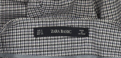 Zara Basic Women Grey Check Slim Fit Chino Trousers Size S