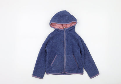 FatFace Girls Blue Full Zip Fleece Hoodie 4-5 Years Bumblebee Design