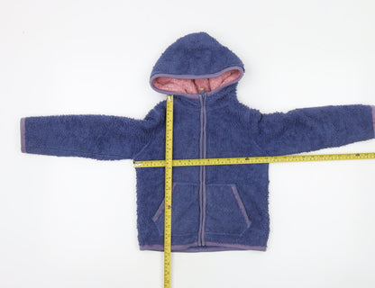 FatFace Girls Blue Full Zip Fleece Hoodie 4-5 Years Bumblebee Design