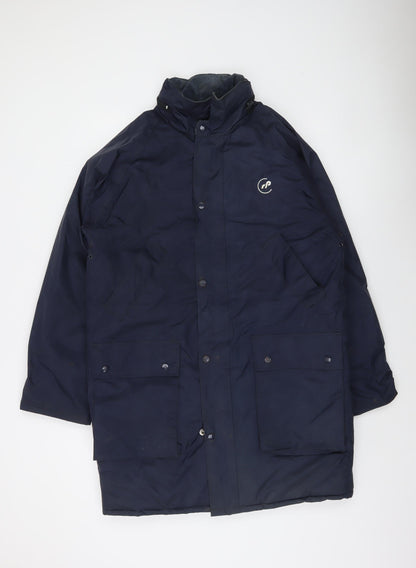 B Dri Men's Blue Parka Coat S Hooded Water Resistant Lined Jacket