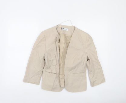 BHS Women's Beige Petite Linen Blend 3/4 Sleeve Blazer Size 10