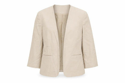 BHS Women's Beige Petite Linen Blend 3/4 Sleeve Blazer Size 10