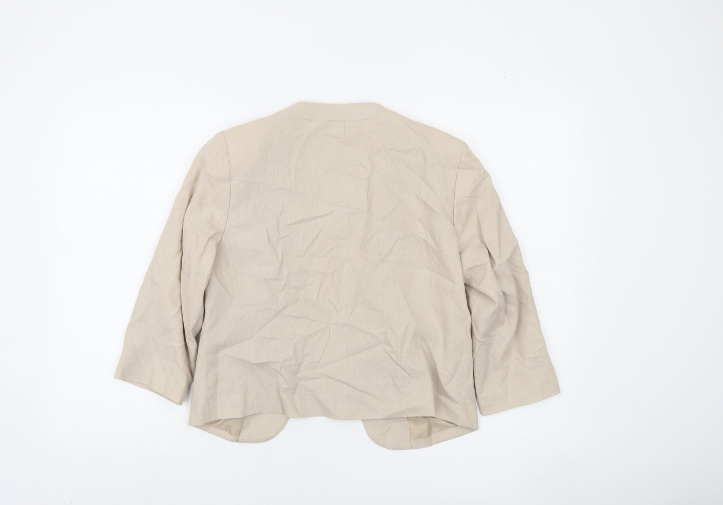 BHS Women's Beige Petite Linen Blend 3/4 Sleeve Blazer Size 10