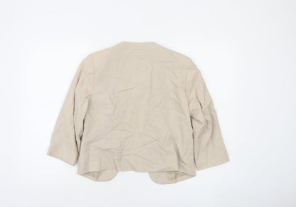 BHS Women's Beige Petite Linen Blend 3/4 Sleeve Blazer Size 10