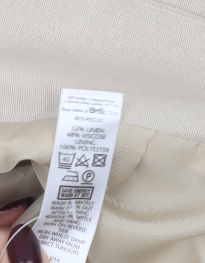 BHS Women's Beige Petite Linen Blend 3/4 Sleeve Blazer Size 10