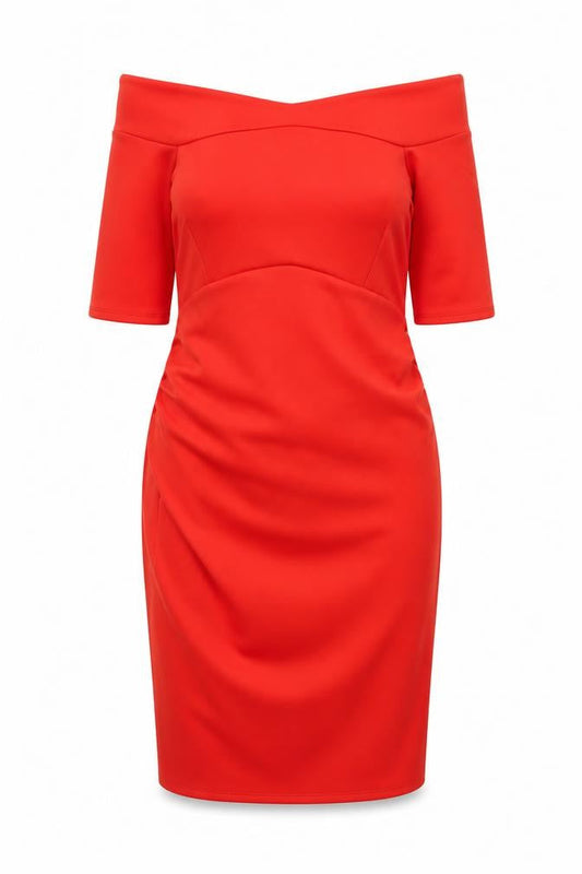 Rochelle Humes Womens Red Off Shoulder Bodycon Dress Size 14