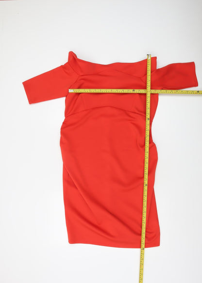 Rochelle Humes Womens Red Off Shoulder Bodycon Dress Size 14