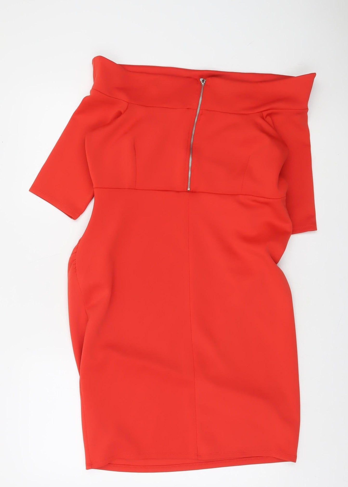 Rochelle Humes Womens Red Off Shoulder Bodycon Dress Size 14