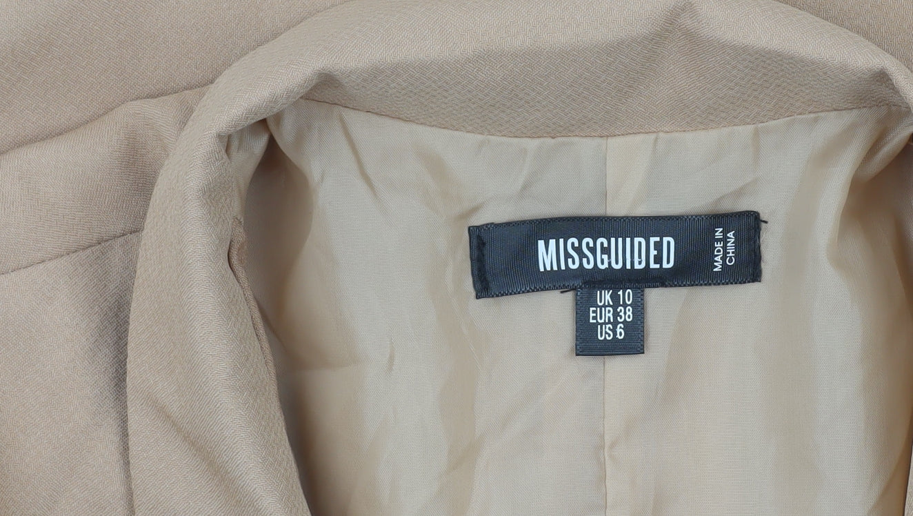 Missguided Women’s Beige Mid-Length 3/4 Sleeve Woven Blazer UK 10