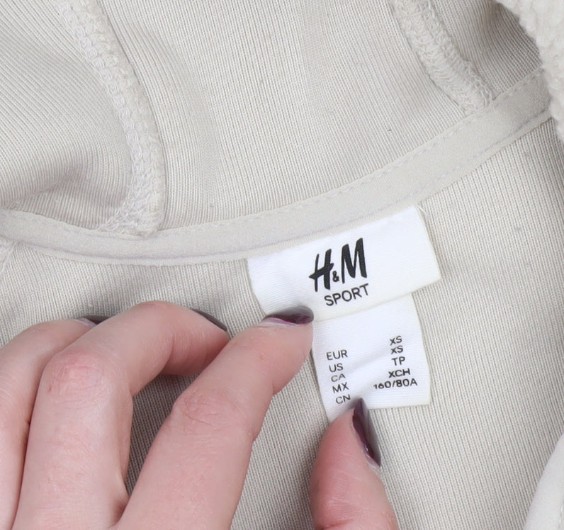 H&M Sport Women’s Beige Full Zip Fleece Hoodie XS