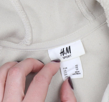 H&M Sport Women’s Beige Full Zip Fleece Hoodie XS