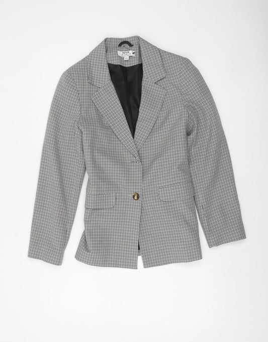 Dorothy Perkins Petite Grey Houndstooth Belted Blazer UK 10