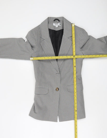 Dorothy Perkins Petite Grey Houndstooth Belted Blazer UK 10