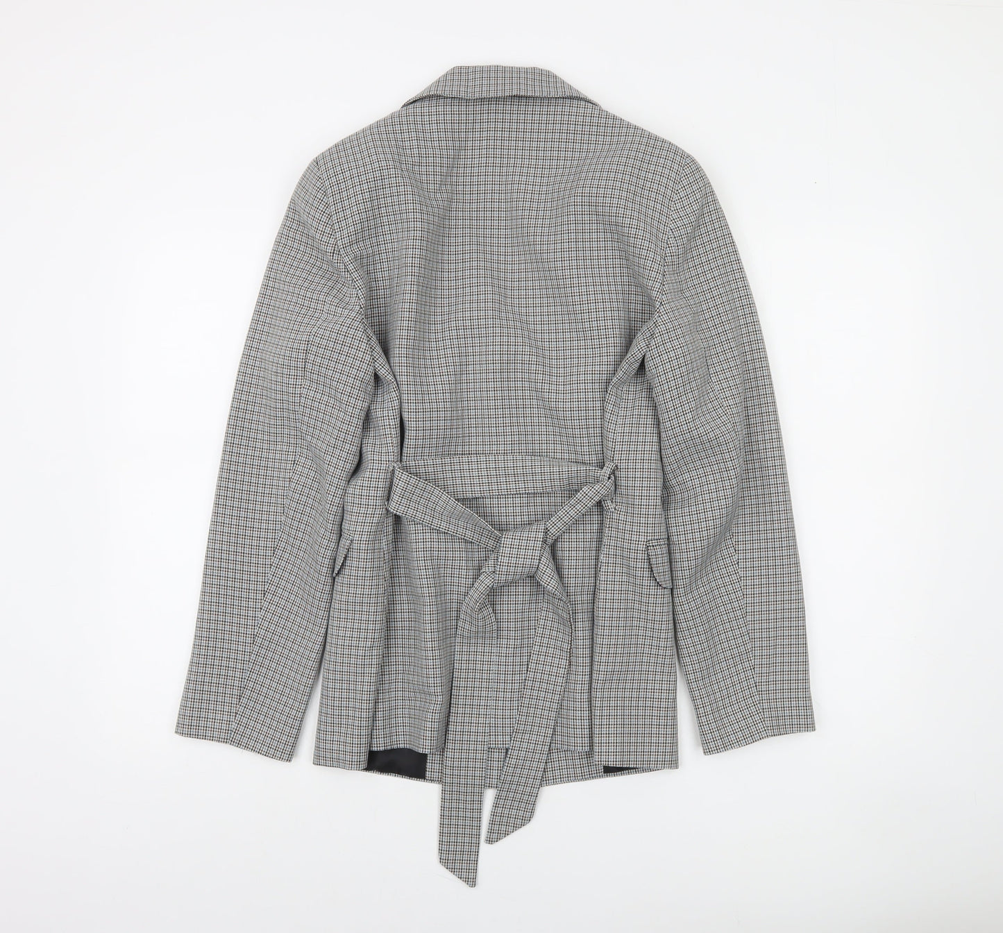 Dorothy Perkins Petite Grey Houndstooth Belted Blazer UK 10
