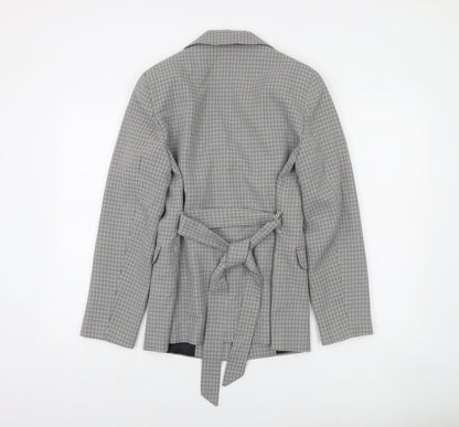 Dorothy Perkins Petite Grey Houndstooth Belted Blazer UK 10