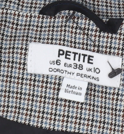 Dorothy Perkins Petite Grey Houndstooth Belted Blazer UK 10