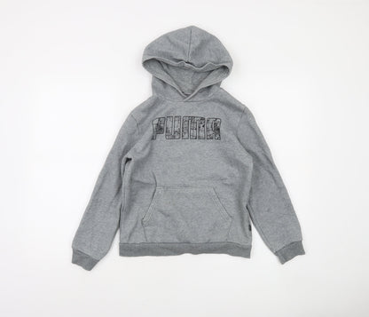 Puma Boys Grey Pullover Hoodie 11-12 Years Regular Fit Cotton Blend