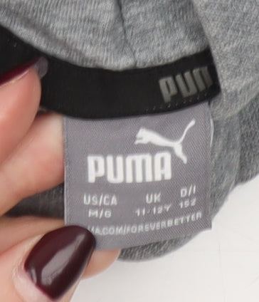 Puma Boys Grey Pullover Hoodie 11-12 Years Regular Fit Cotton Blend