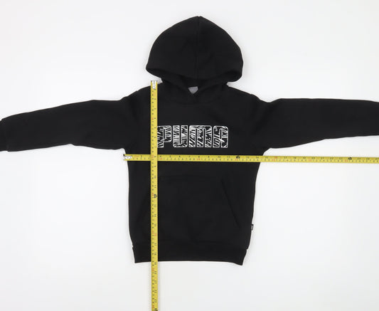 Puma Boys Black Pullover Hoodie 9-10 Years Graphic Print Kangaroo Pocket