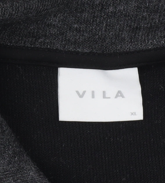Vila Women Grey Collared Full Zip Knit Cardigan XL
