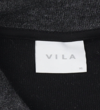 Vila Women Grey Collared Full Zip Knit Cardigan XL