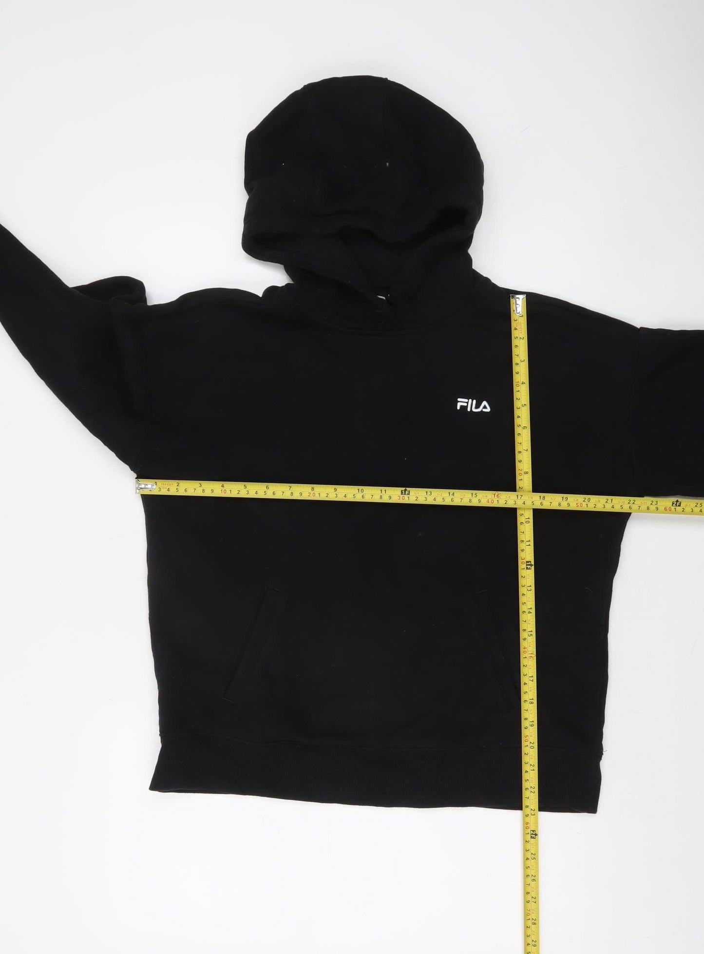 Fila Women's Black Medium Pullover Hoodie Cotton Blend Logo Casual