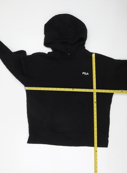 Fila Women's Black Medium Pullover Hoodie Cotton Blend Logo Casual