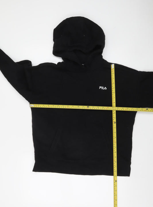 Fila Women's Black Medium Pullover Hoodie Cotton Blend Logo Casual
