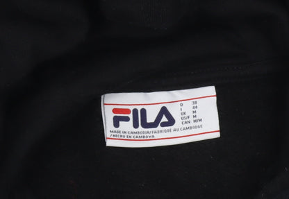 Fila Women's Black Medium Pullover Hoodie Cotton Blend Logo Casual