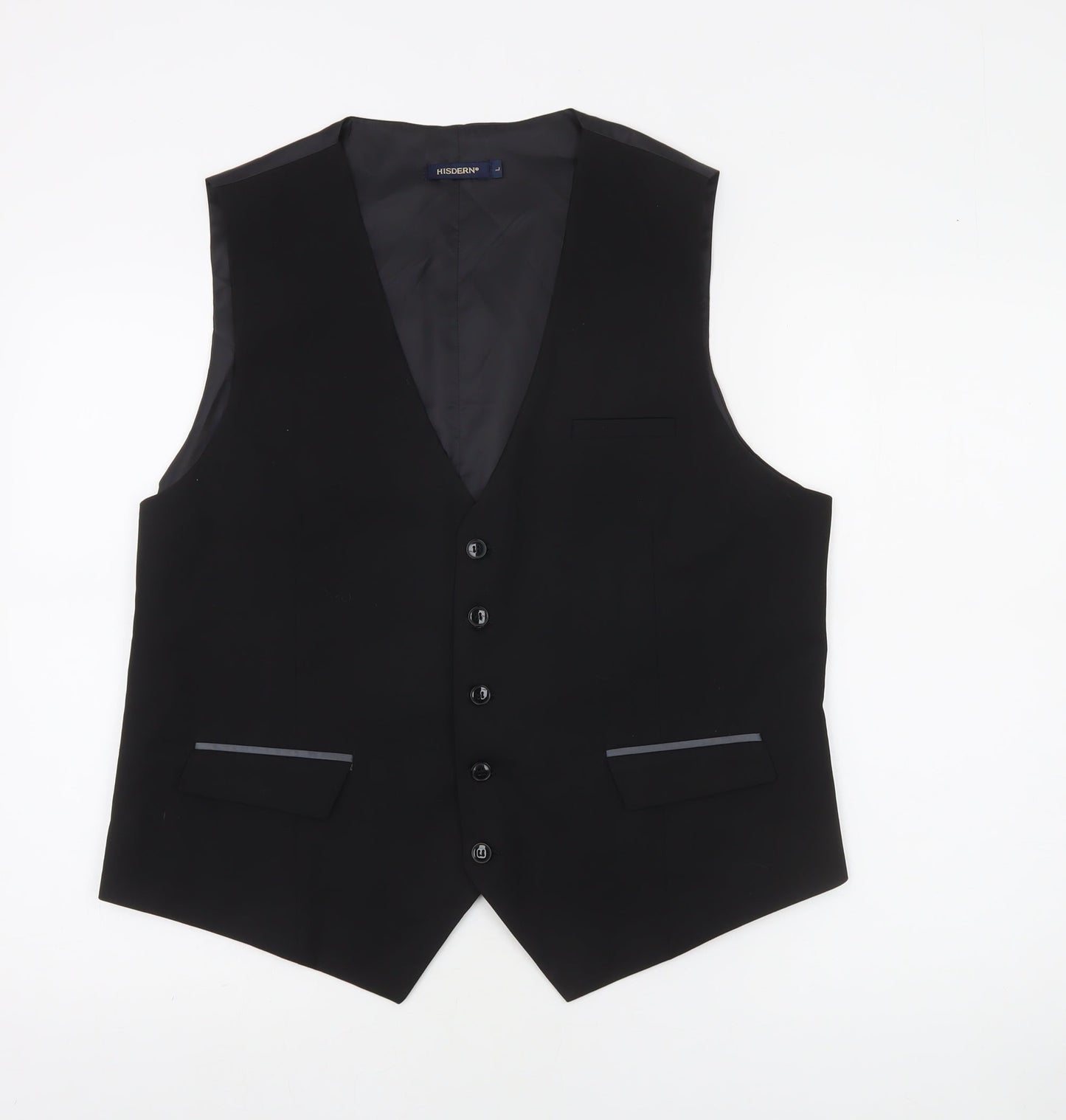 HISDERN Men's Black Regular Fit Formal Waistcoat L