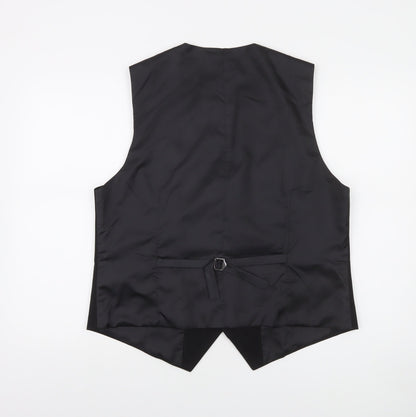 HISDERN Men's Black Regular Fit Formal Waistcoat L