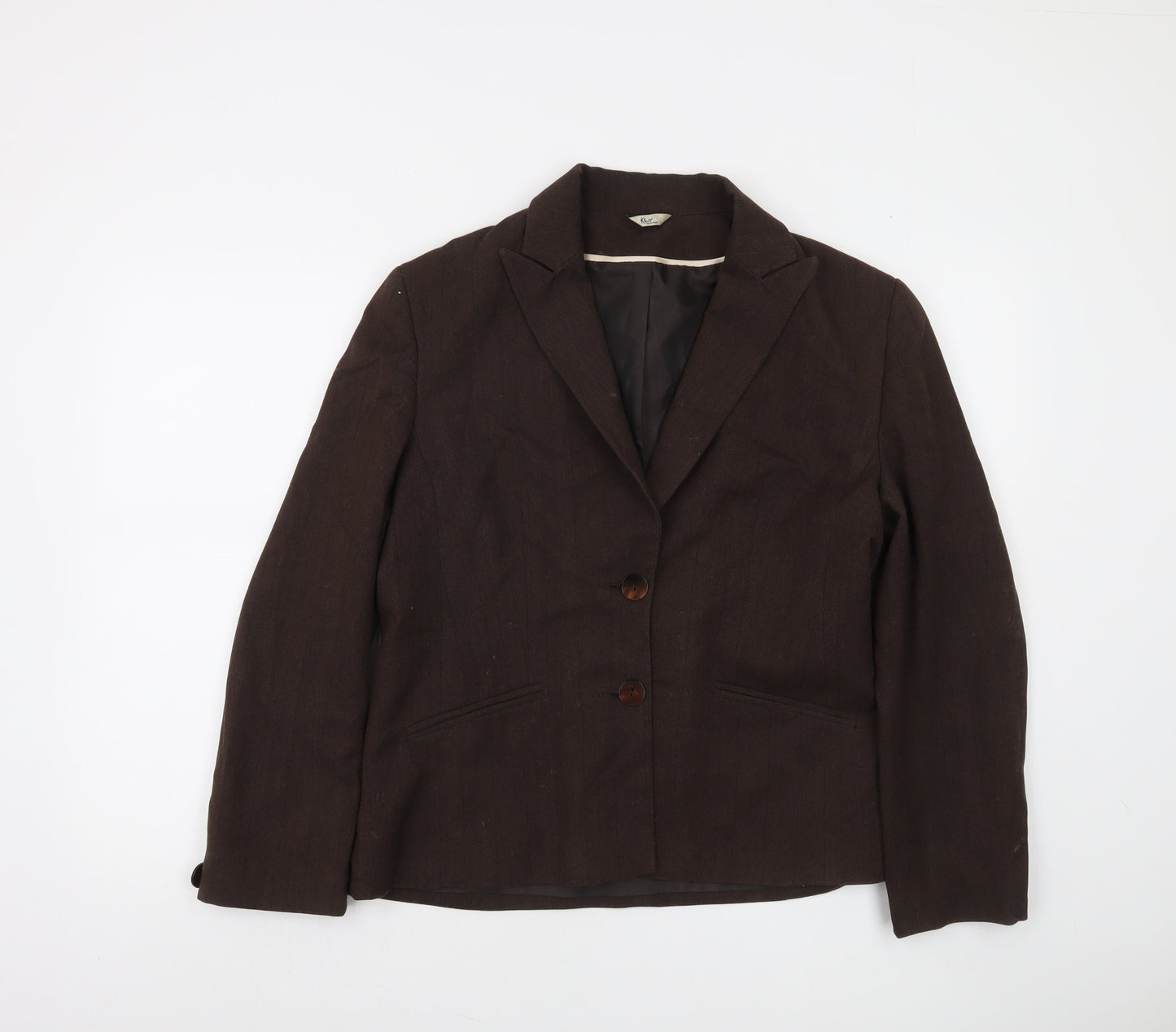 Klass Collection Brown Twill Lined Women's Blazer Size 14