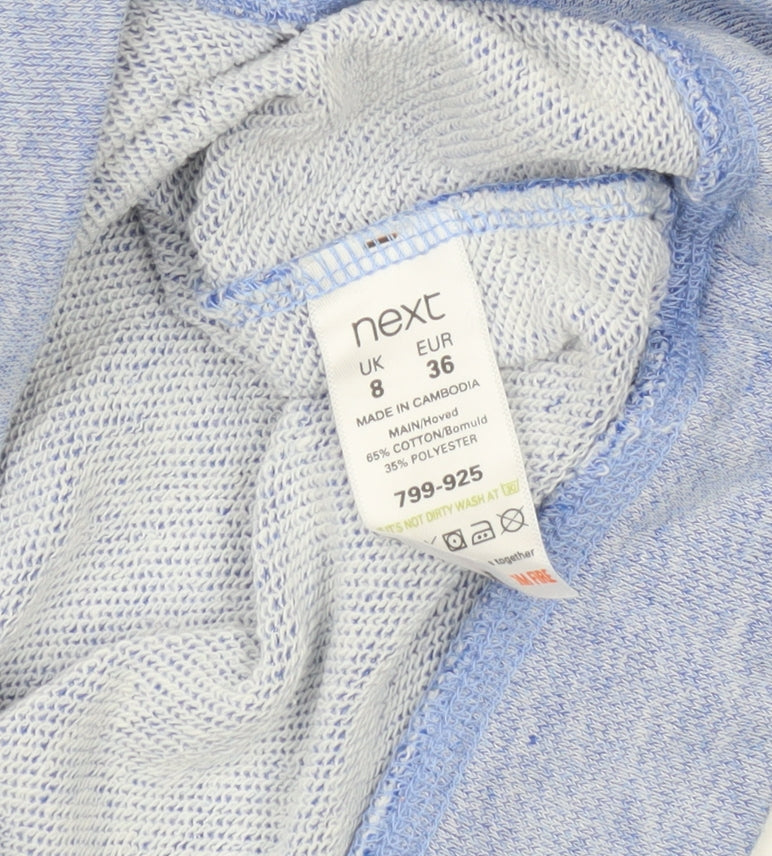 Next Womens Blue Cotton Blend Crew Neck Pullover Sweatshirt Size 8
