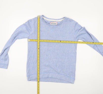 Next Womens Blue Cotton Blend Crew Neck Pullover Sweatshirt Size 8