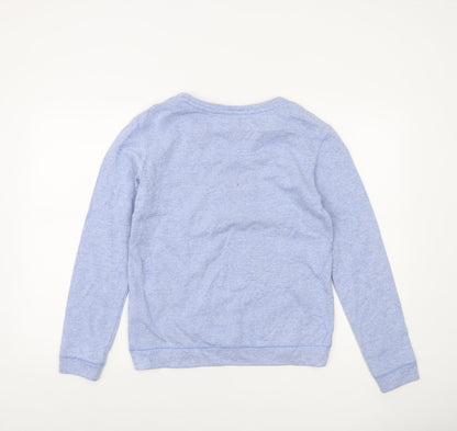 Next Womens Blue Cotton Blend Crew Neck Pullover Sweatshirt Size 8