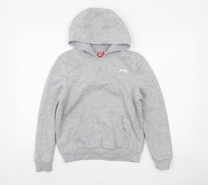 Slazenger Boys Grey Pullover Hoodie 11-12 Years Cotton Blend