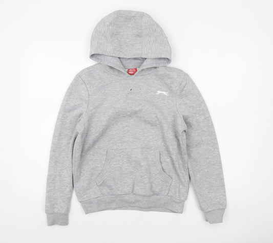 Slazenger Boys Grey Pullover Hoodie 11-12 Years Cotton Blend