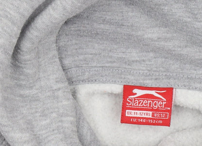 Slazenger Boys Grey Pullover Hoodie 11-12 Years Cotton Blend