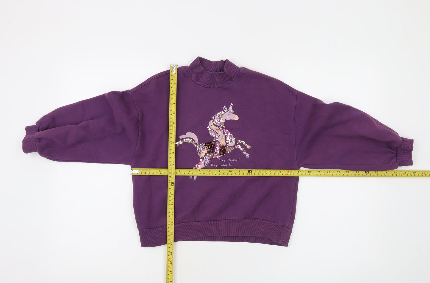 Next Girls Purple Sequin Unicorn Sweatshirt 9 Years Cotton Blend