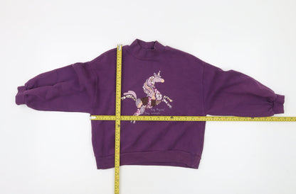 Next Girls Purple Sequin Unicorn Sweatshirt 9 Years Cotton Blend