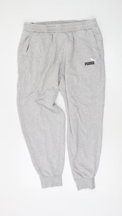 Puma Men's Grey XL Jogger Sweatpants with Logo