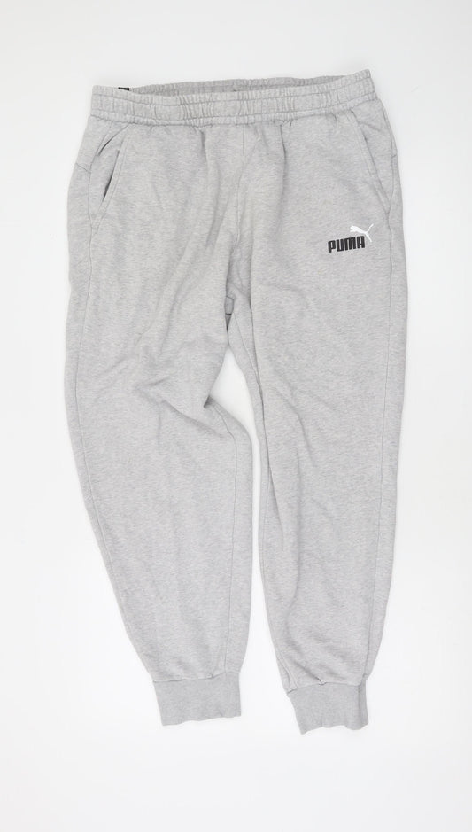 Puma Men's Grey XL Jogger Sweatpants with Logo