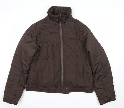 ONLY Womens Brown Quilted Puffer Jacket XL Casual Zip Up