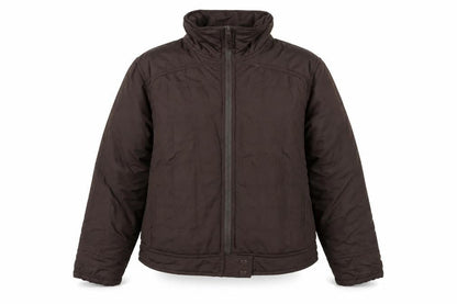 Front view of Only women’s brown quilted puffer jacket xl casual zip up