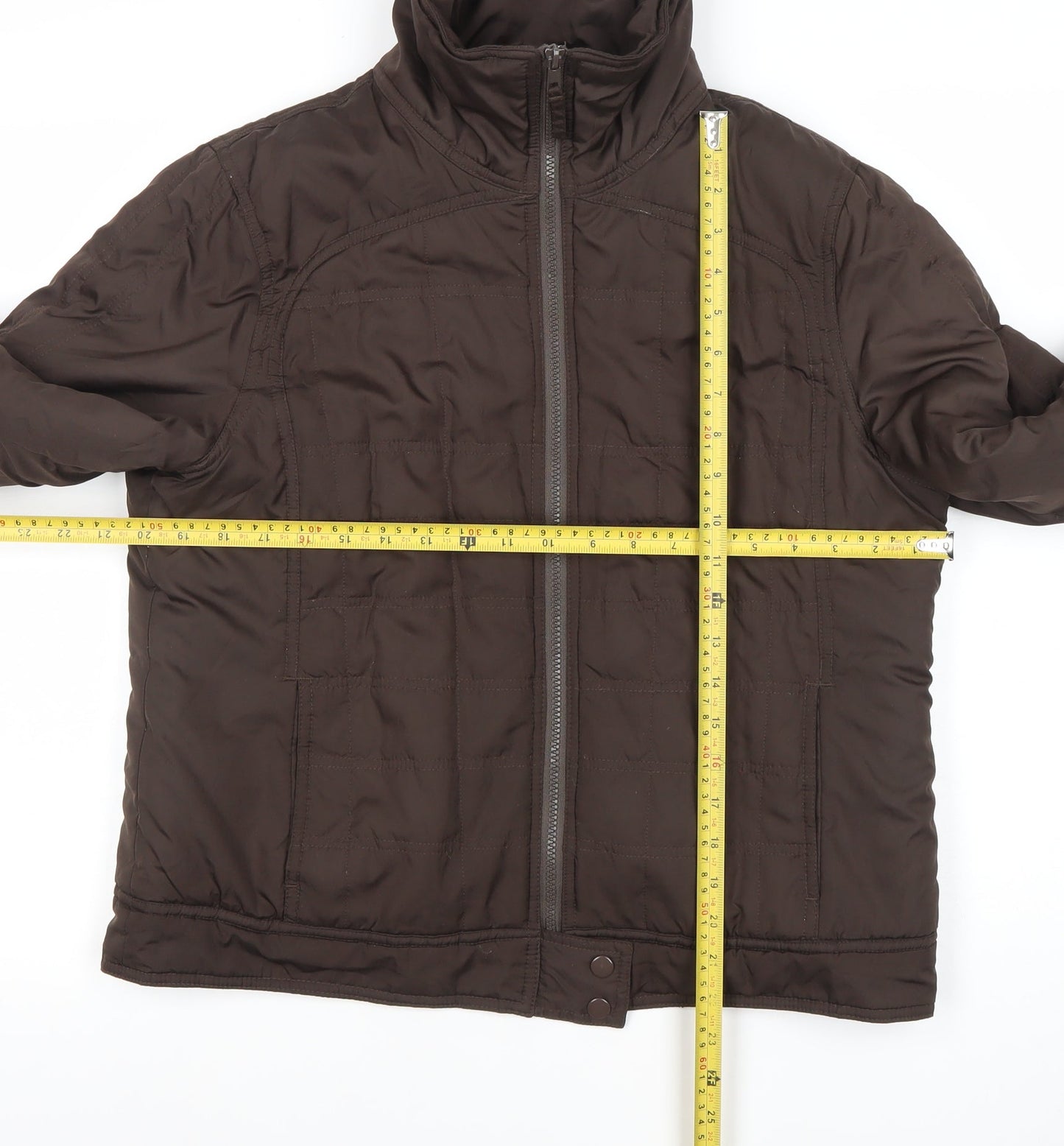 ONLY Womens Brown Quilted Puffer Jacket XL Casual Zip Up