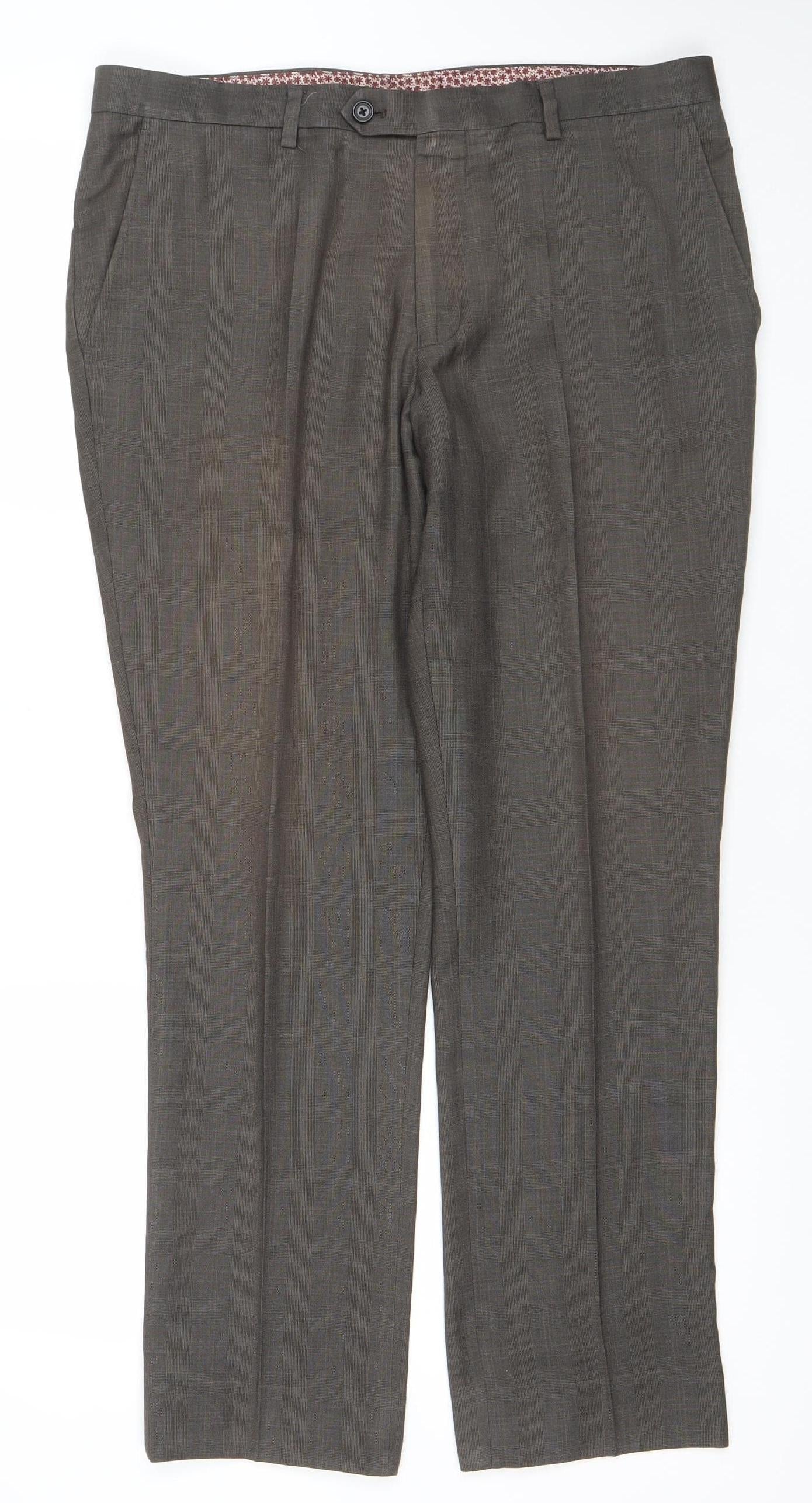 Next Men's Grey 34S Dress Pants Classic Fit Polyester Viscose Trousers